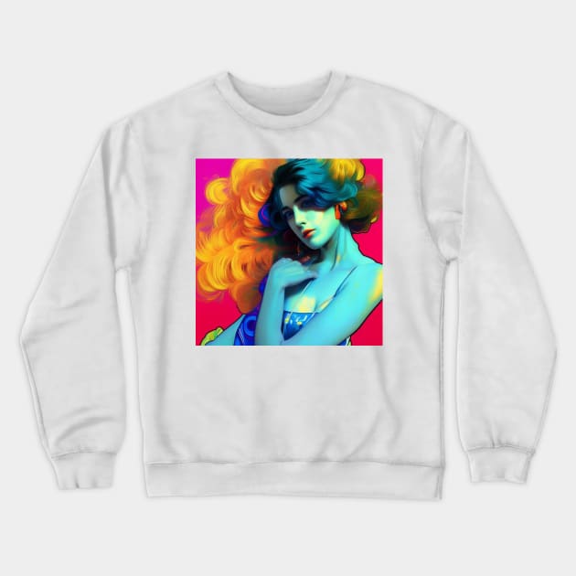 80's and 20s Retro Girl Crewneck Sweatshirt by DM